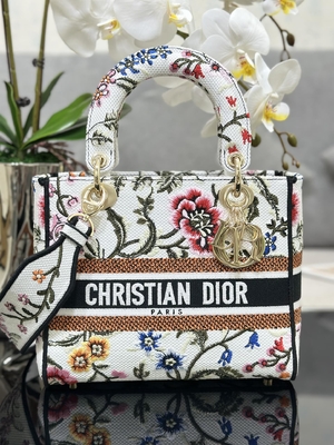 Sac marqué fait sur commande multicolore de Dior Medium D Lite de sacs de Petites Fleurs