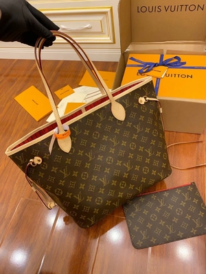 Cuir de catégorie A italien rose de Neverfull millimètre de toile de monogramme de Louis Vuitton Designer Monogram Bag