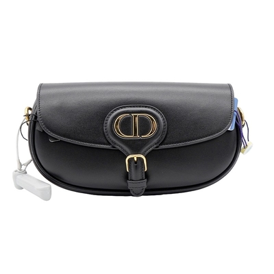 Sac noir Dior Bobby East West Bag Hobo de bride de selle de cuir de vachette