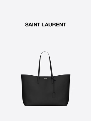 1.4lb a donné aux dames une consistance rugueuse marquées en cuir sac de cuir de vachette de YVES SAINT LAURENT de noir de sac à main est-ouest