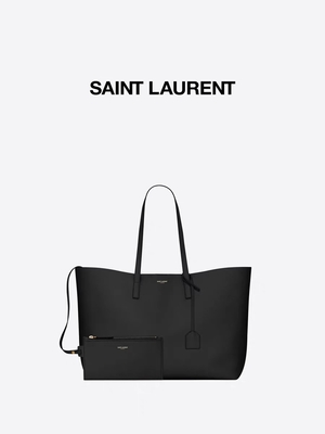 1.4lb a donné aux dames une consistance rugueuse marquées en cuir sac de cuir de vachette de YVES SAINT LAURENT de noir de sac à main est-ouest