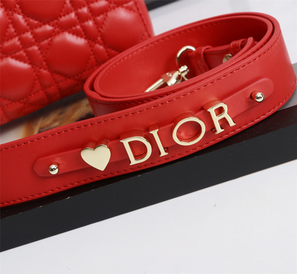 Madame Red Lambskin My Abcdior Dior Cannage Shoulder Bag D6806
