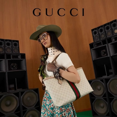 Sac d'épaule marqué réglable Gucci moyen Ophidia Tote White For Woman