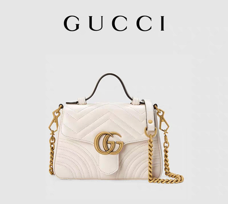 Cuir de vachette blanc marqué GG Marmont Tote Bag Quilted Leather de Bag de messager