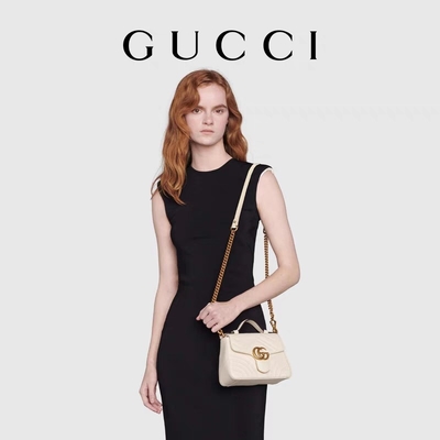 Cuir de vachette blanc marqué GG Marmont Tote Bag Quilted Leather de Bag de messager