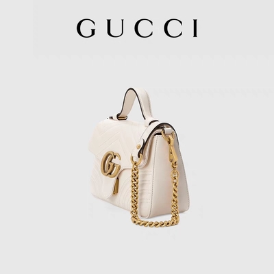 Cuir de vachette blanc marqué GG Marmont Tote Bag Quilted Leather de Bag de messager