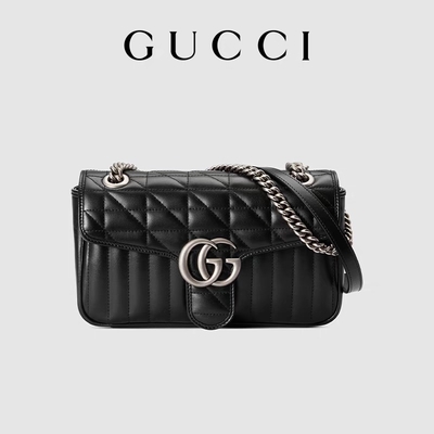 Le GG de GUCCI a stigmatisé le sac de Bag Marmont Shoulder de messager petit cuir piqué