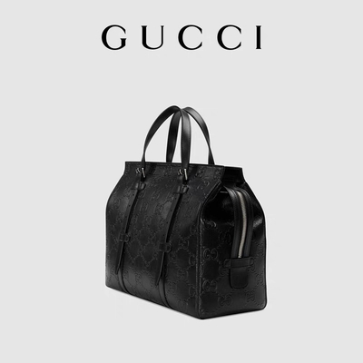 Le noir a stigmatisé le GG du sac des hommes a gravé l'emballage en refief en cuir pour des femmes