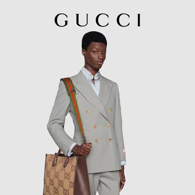 GUCCI a stigmatisé le sac d'épaule GG enorme Tote Bag Camel Men Gentleman