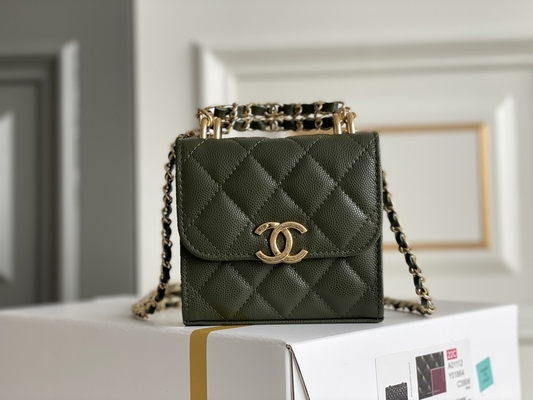 Sac en cuir classique AP3020 de Chanel 2way de grain du double C d'or