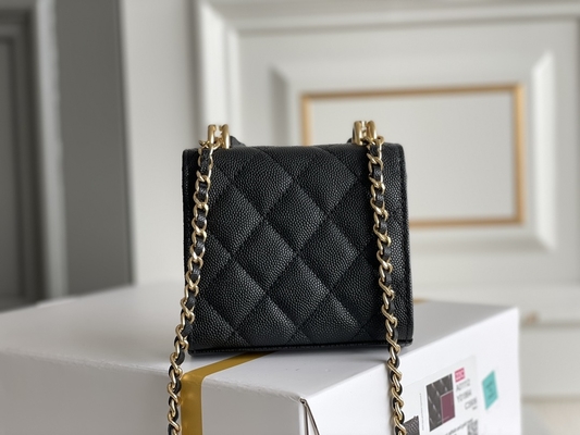 Sac en cuir classique AP3020 de Chanel 2way de grain du double C d'or