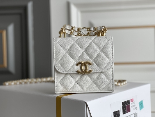 Sac en cuir classique AP3020 de Chanel 2way de grain du double C d'or