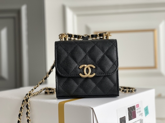 Sac en cuir classique AP3020 de Chanel 2way de grain du double C d'or