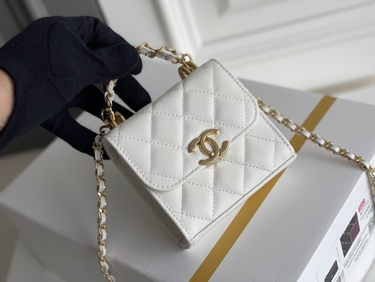 Sac en cuir classique AP3020 de Chanel 2way de grain du double C d'or