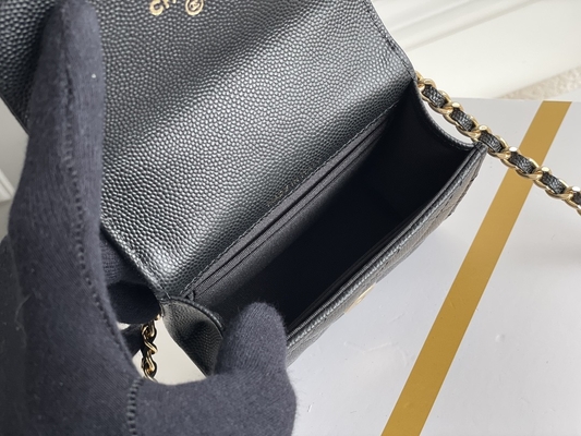 Sac en cuir classique AP3020 de Chanel 2way de grain du double C d'or