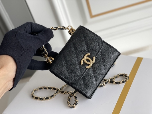 Sac en cuir classique AP3020 de Chanel 2way de grain du double C d'or