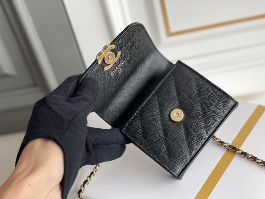 Sac en cuir classique AP3020 de Chanel 2way de grain du double C d'or