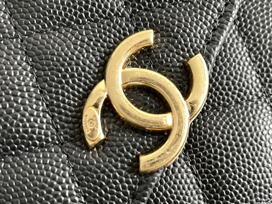 Sac en cuir classique AP3020 de Chanel 2way de grain du double C d'or