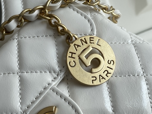 Le cuir de vachette blanc classique Preloved a stigmatisé la chaîne Chanel de sac 2023 sacs de croisière