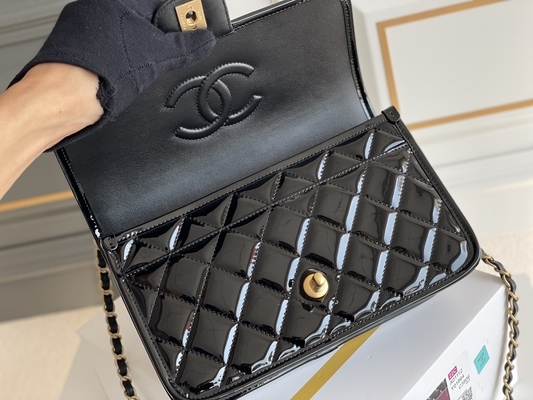 or de noir de sac de tofu de cuir verni de Chanel Flap Bag 2022 des femmes 22k