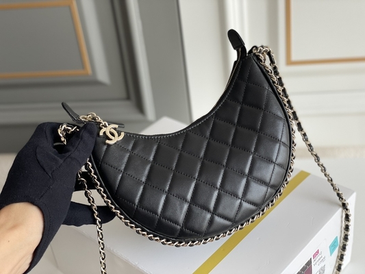 Cuir noir de cuir de vachette de sac à main de clochard de Mini Sling Bag Branded Chanel de chaîne