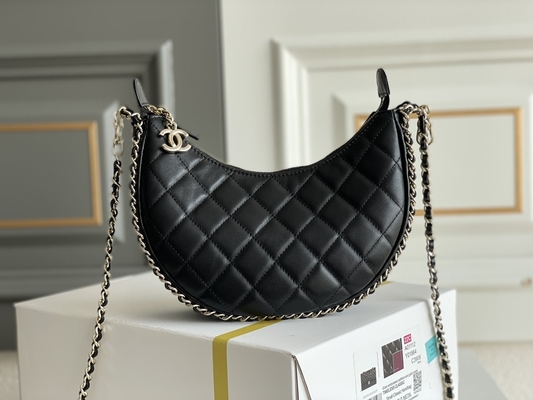 Cuir noir de cuir de vachette de sac à main de clochard de Mini Sling Bag Branded Chanel de chaîne