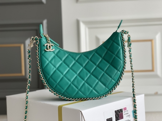 Cuir noir de cuir de vachette de sac à main de clochard de Mini Sling Bag Branded Chanel de chaîne