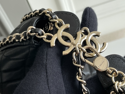 Cuir noir de cuir de vachette de sac à main de clochard de Mini Sling Bag Branded Chanel de chaîne