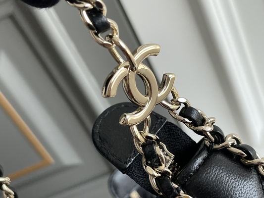 Cuir noir de cuir de vachette de sac à main de clochard de Mini Sling Bag Branded Chanel de chaîne