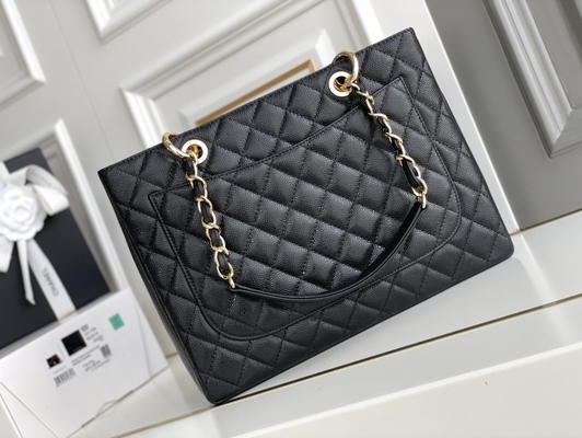 Grand sac de l'emballage GST d'achats de Chanel Lychee Leather Caviar Grand