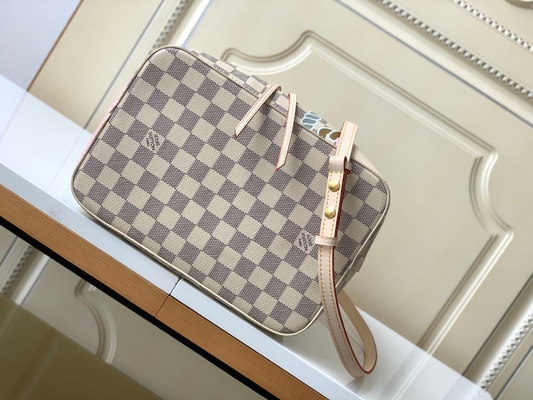 Le rose blanc Damier Azur Canvas BT a stigmatisé le sac de seau de Bag NéONoé millimètre de messager