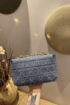 Denim brodé de Mini Designer Purses Dior Caro petit