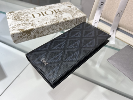 CD vertical de relief Christian Dior Mens Wallet Diamond Zippered