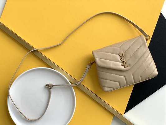 Toile de coton de sac de Laurent Ladies Cassandra Chain Shoulder de saint de YVES SAINT LAURENT et cuir de vachette de Brown de caramel