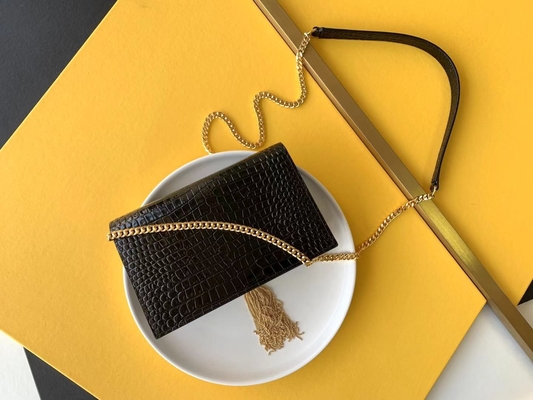 Chaîne Kate Small Tassel d'or de sac de noir de YVES SAINT LAURENT de cuir de vachette