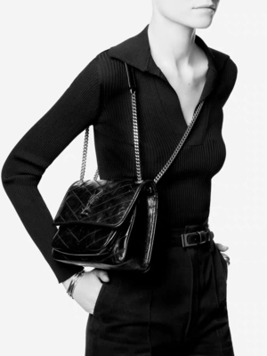 Le WOC de YVES SAINT LAURENT en cuir de poignée a stigmatisé NIKI de Bag DND1N 1000 de messager