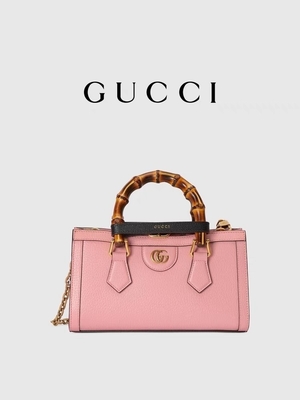 OEM de GG en cuir rose Gucci Diana Bamboo Bag Handbag