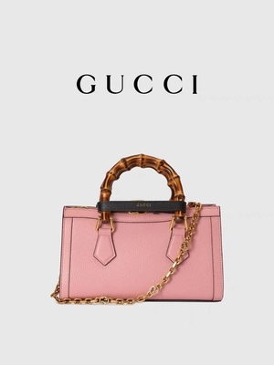 OEM de GG en cuir rose Gucci Diana Bamboo Bag Handbag