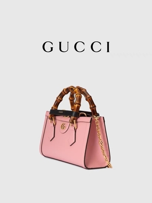 OEM de GG en cuir rose Gucci Diana Bamboo Bag Handbag