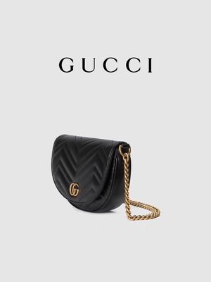 GG marqué en cuir noir Marmont Tote Bag Quilted Matelasse de Bag Chain de messager