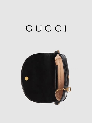 GG marqué en cuir noir Marmont Tote Bag Quilted Matelasse de Bag Chain de messager