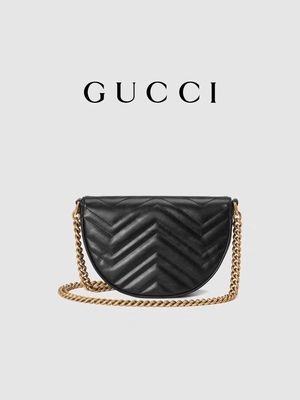 GG marqué en cuir noir Marmont Tote Bag Quilted Matelasse de Bag Chain de messager