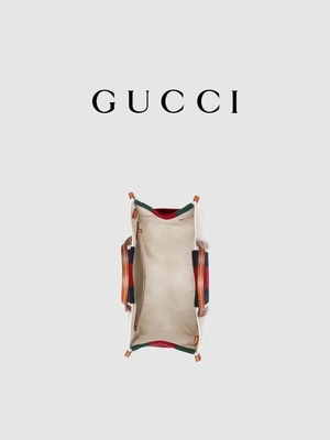 Toile blanche Mini Blue Striped Tote Bag de coton de Gucci enclenchant G