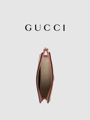 Mini pochette en toile rose en cuir Ophidia Gucci avec fermeture zippée