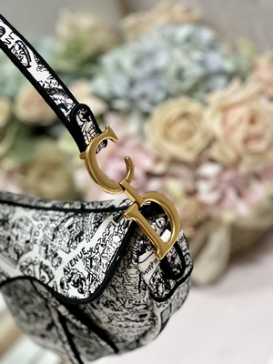 Broderie Dior Saddle Sling Bag Patchwork de femmes 25cm avec 3 poches intérieures