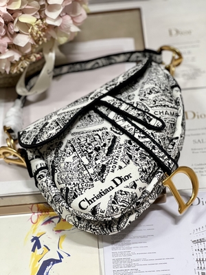 Broderie Dior Saddle Sling Bag Patchwork de femmes 25cm avec 3 poches intérieures