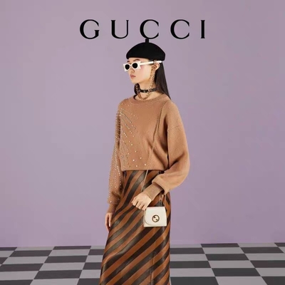 La coutume en cuir blanche a stigmatisé des sacs sac à main moyen de Blondie Gucci