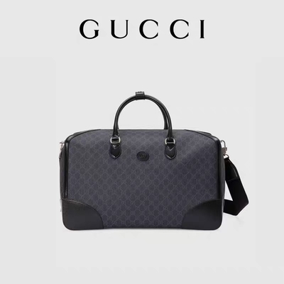 Double de verrouillage G de voyage de toile suprême noire de GG Tote Bag Gucci Mens Messenger