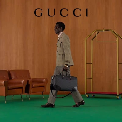 Double de verrouillage G de voyage de toile suprême noire de GG Tote Bag Gucci Mens Messenger