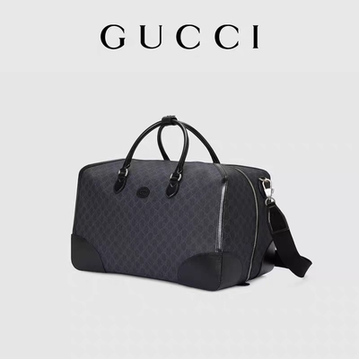 Double de verrouillage G de voyage de toile suprême noire de GG Tote Bag Gucci Mens Messenger